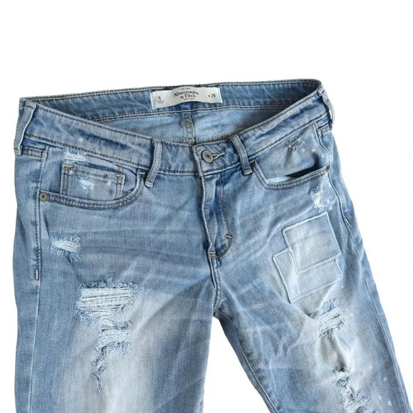 ABERCROMBIE & FITCH || Women's Patchwork Skinny Jeans Light Wash Size 6 (28) - Picture 4 of 12